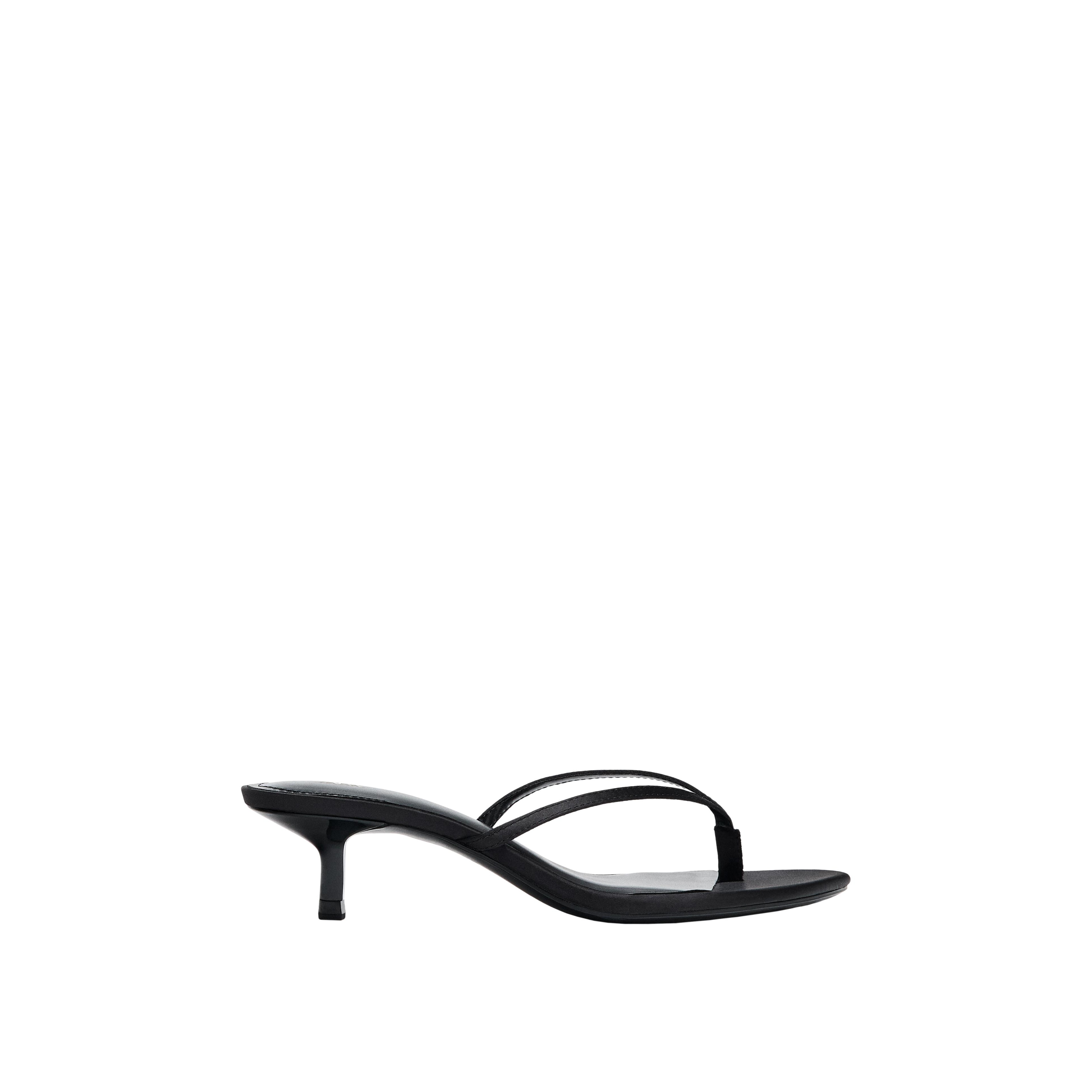 Zara Satin Kitten Heel Sandals In Black